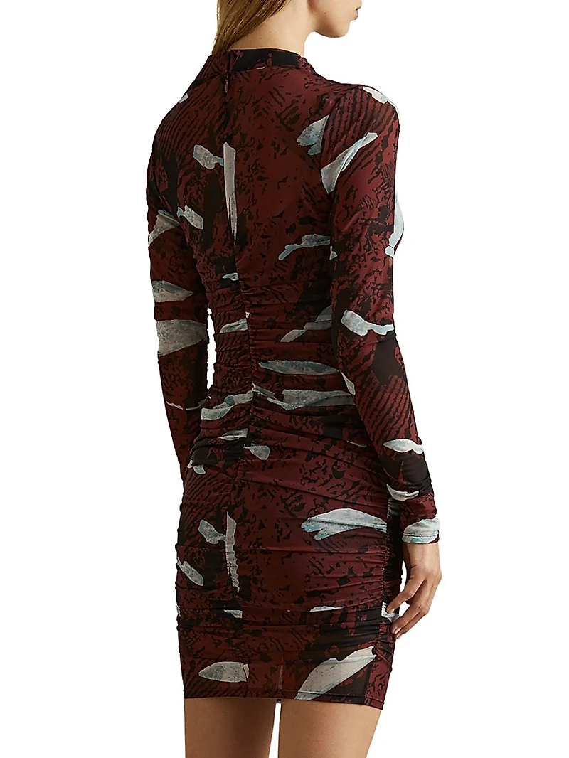 Kallie Ruched Mesh Sheath Minidress