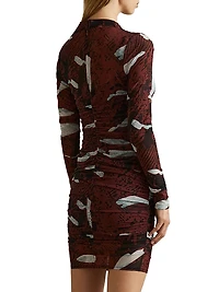 Kallie Ruched Mesh Sheath Minidress