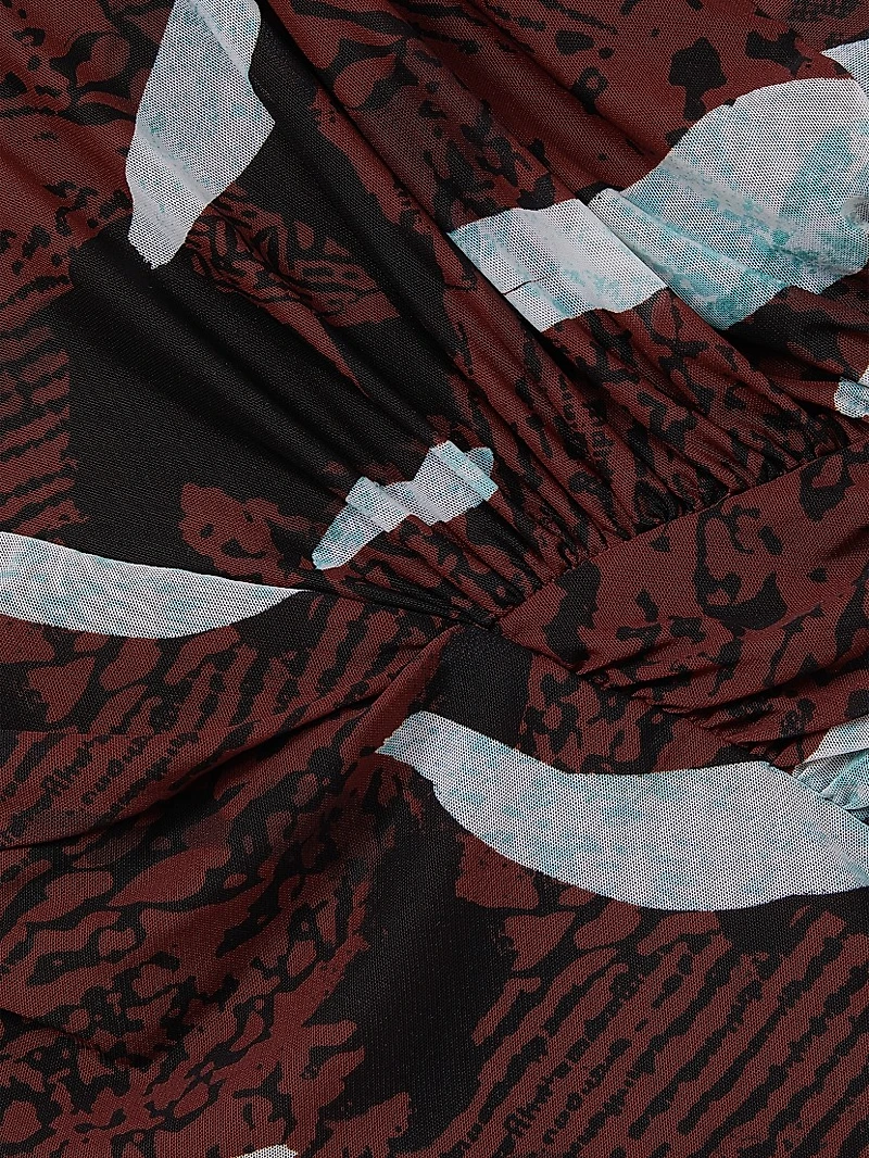 Kallie Ruched Mesh Sheath Minidress