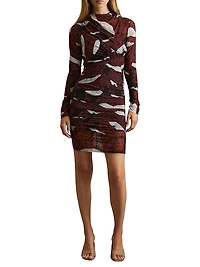 Kallie Ruched Mesh Sheath Minidress