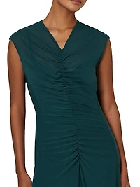 Lyra Ruched Mesh Midi-Dress