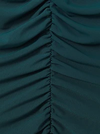 Lyra Ruched Mesh Midi-Dress