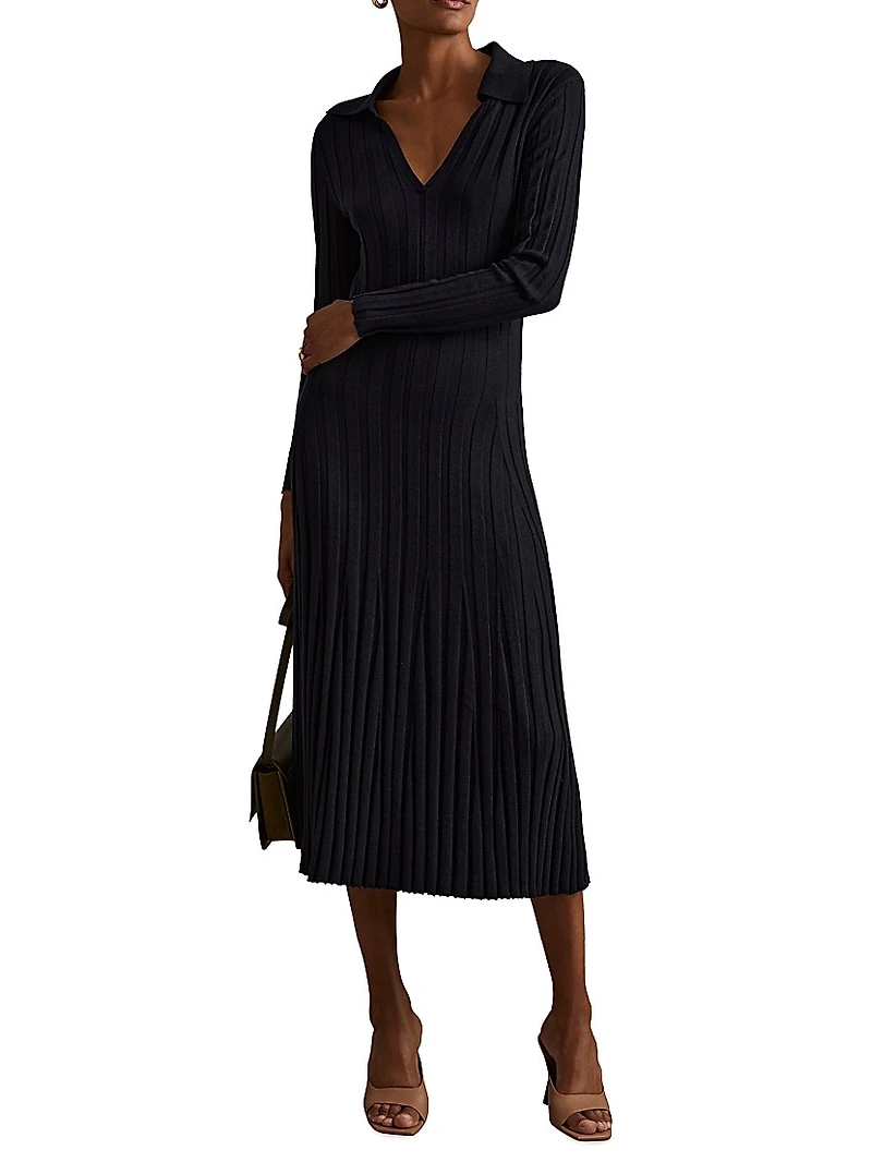 Winnie Rib-Knit Midi-Dress
