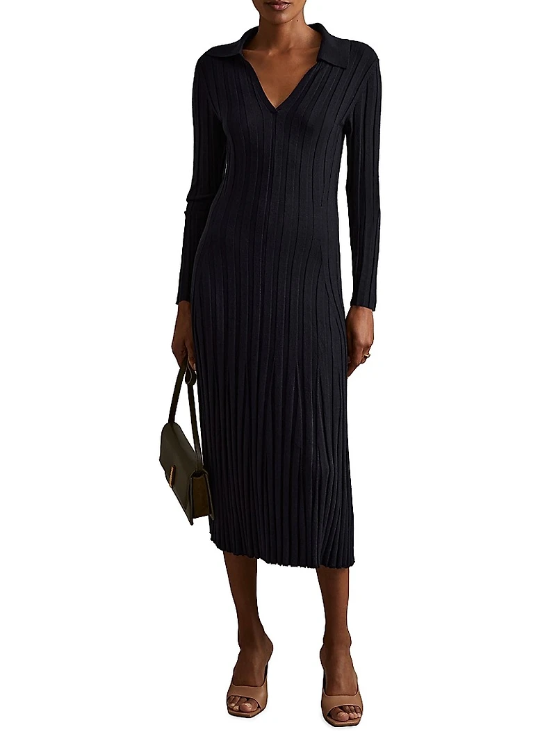 Winnie Rib-Knit Midi-Dress