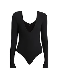 Rib-Knit V-Neck Bodysuit