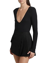 Rib-Knit V-Neck Bodysuit