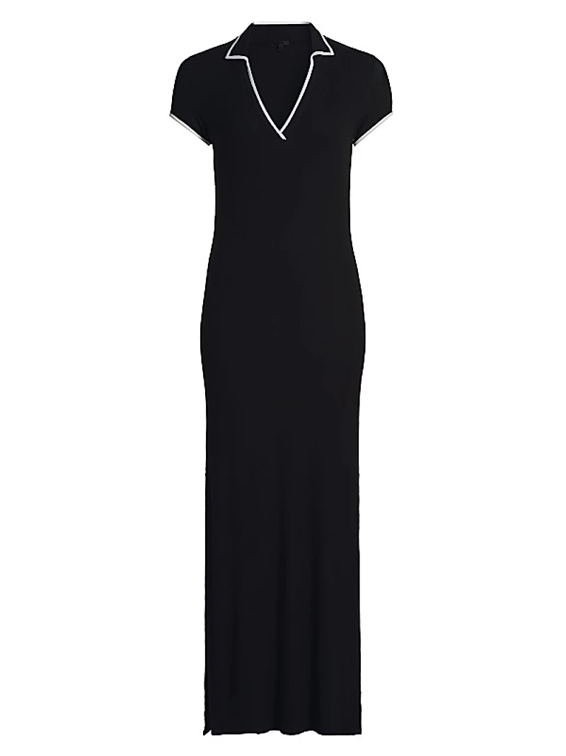 Rib-Knit Maxi Shirtdress
