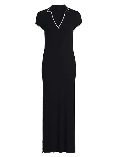 Rib-Knit Maxi Shirtdress
