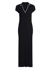 Rib-Knit Maxi Shirtdress