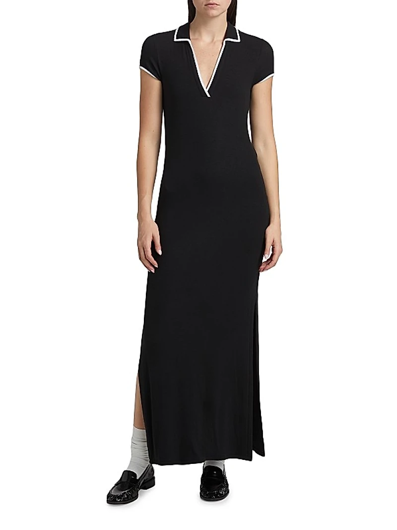 Rib-Knit Maxi Shirtdress