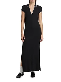Rib-Knit Maxi Shirtdress
