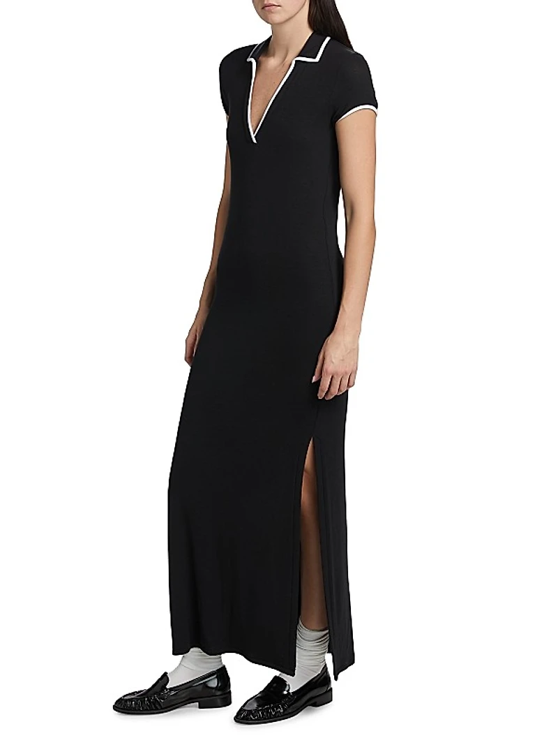 Rib-Knit Maxi Shirtdress