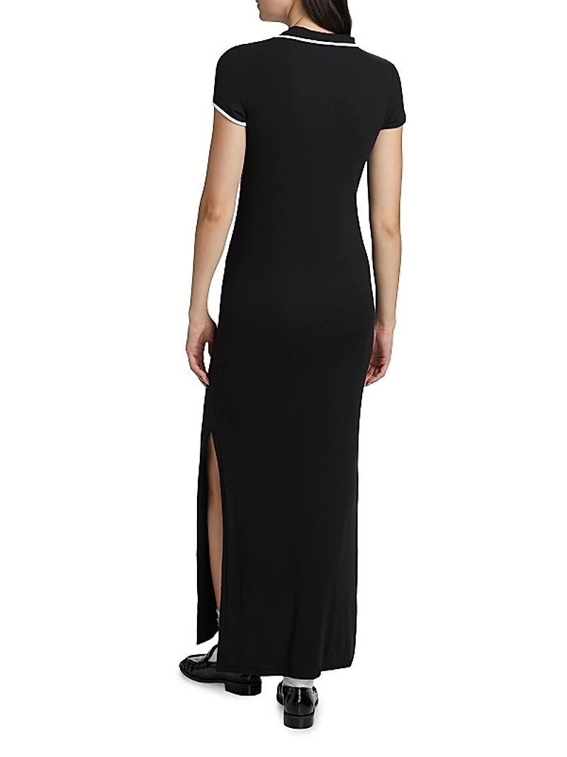 Rib-Knit Maxi Shirtdress