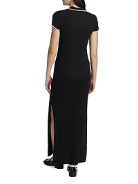 Rib-Knit Maxi Shirtdress