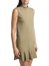 Cotton Jersey Mock Turtleneck Minidress