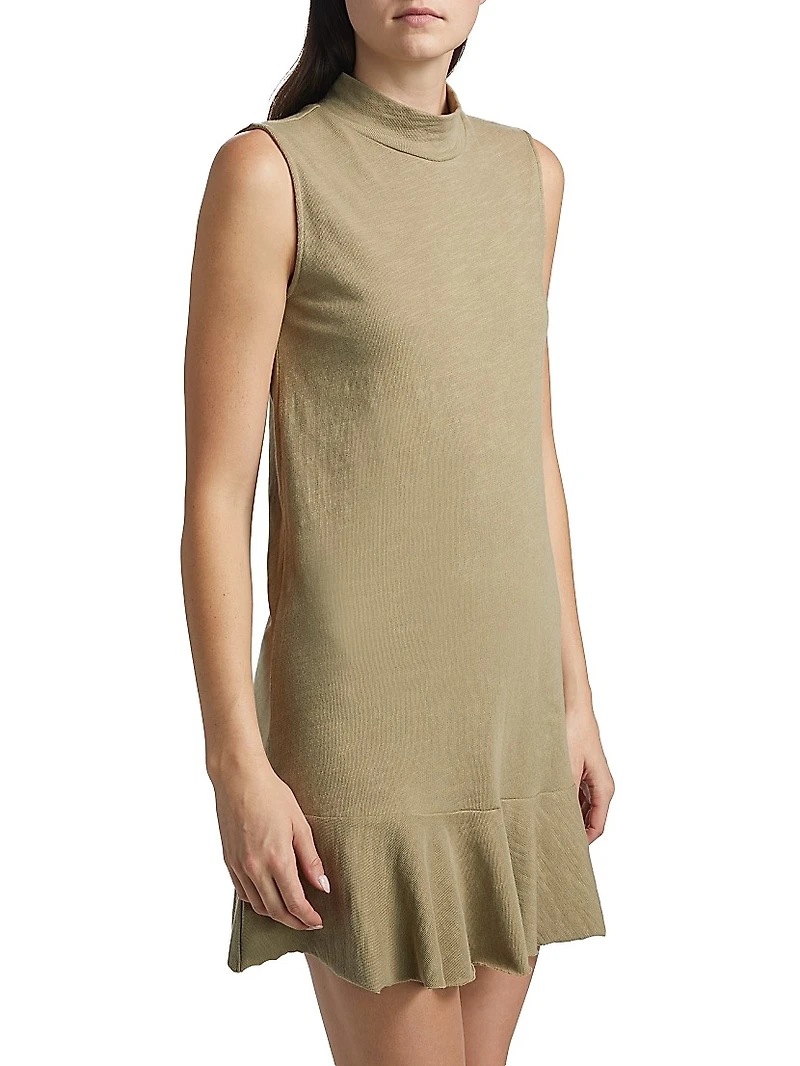 Cotton Jersey Mock Turtleneck Minidress