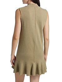 Cotton Jersey Mock Turtleneck Minidress