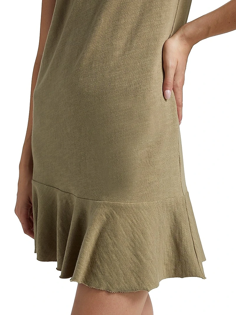 Cotton Jersey Mock Turtleneck Minidress