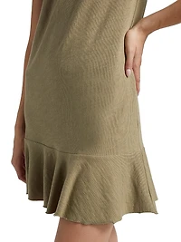 Cotton Jersey Mock Turtleneck Minidress