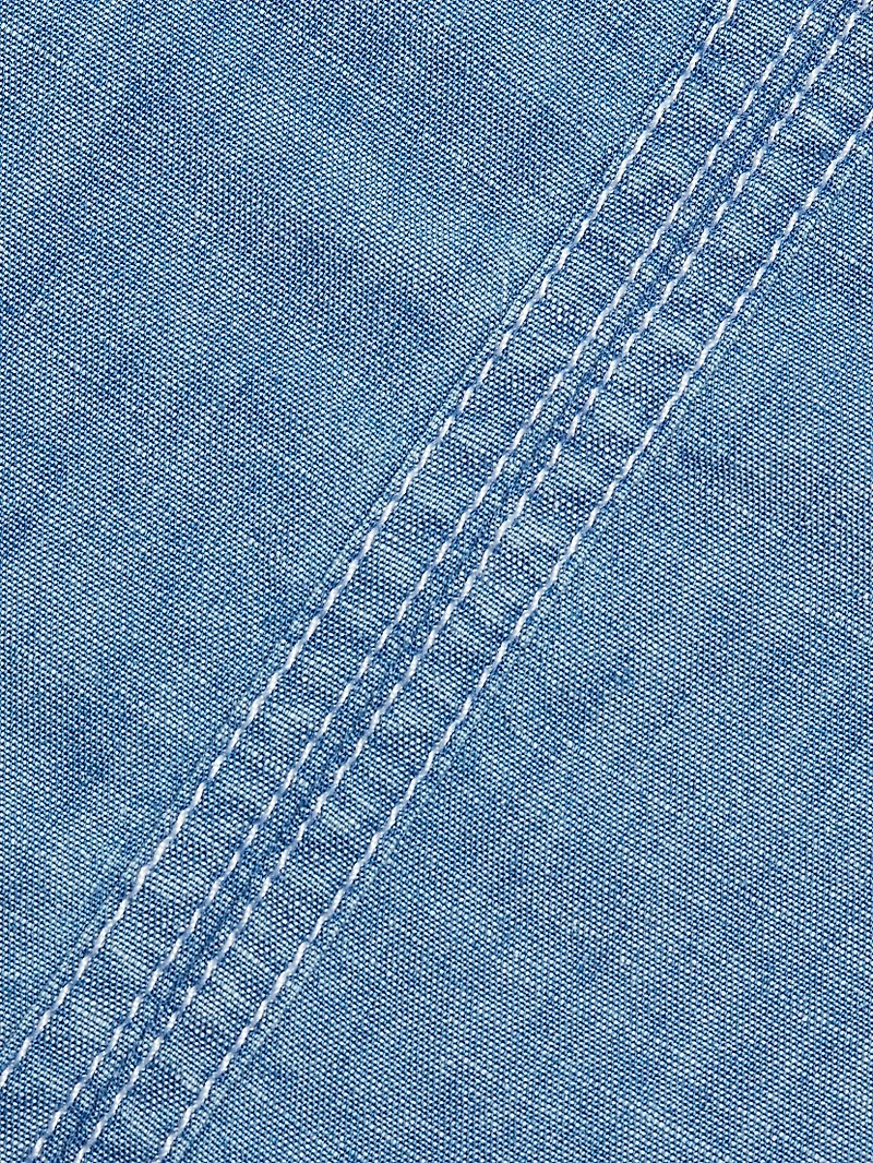 Kuka Cotton Chambray Tieneck Blouse