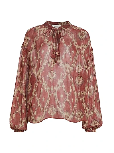 Menaelle Printed Tieneck Blouse