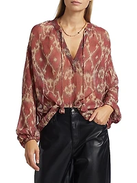 Menaelle Printed Tieneck Blouse