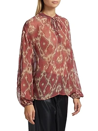 Menaelle Printed Tieneck Blouse