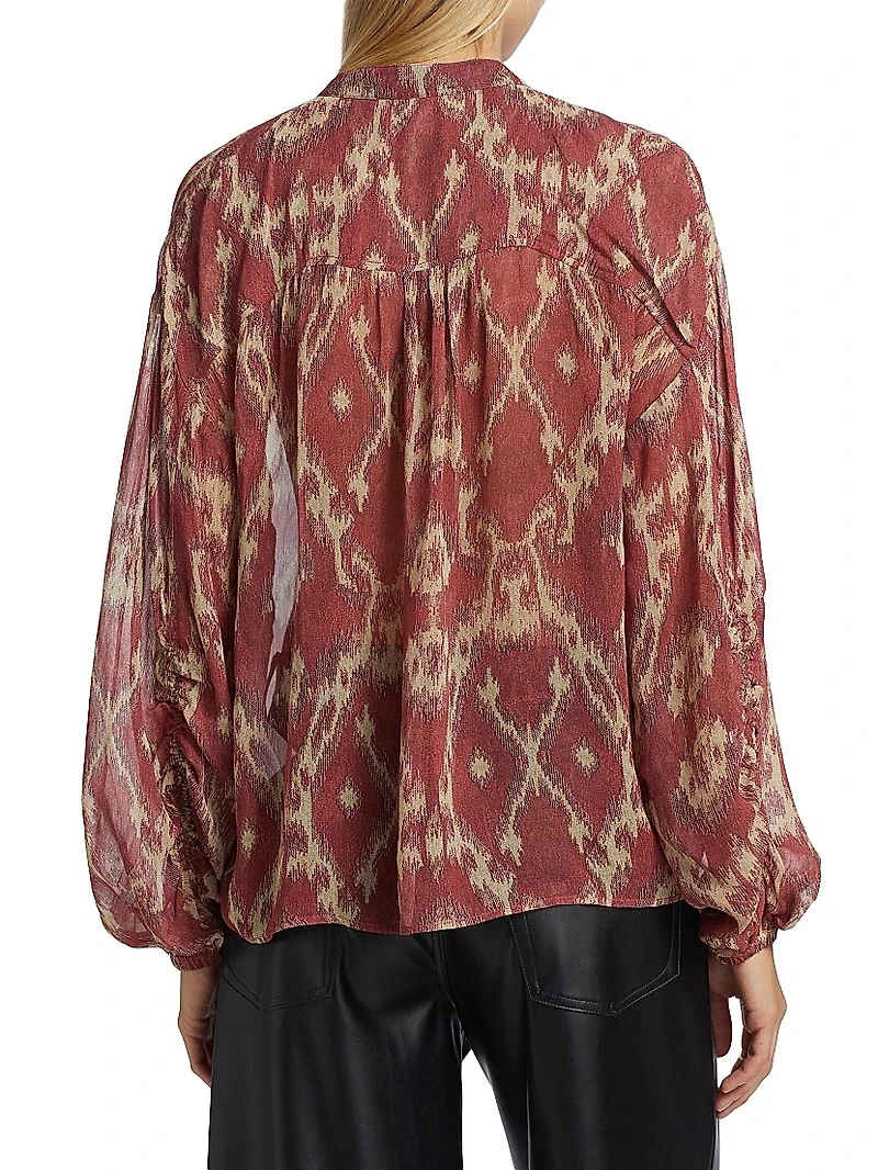 Menaelle Printed Tieneck Blouse