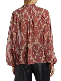Menaelle Printed Tieneck Blouse