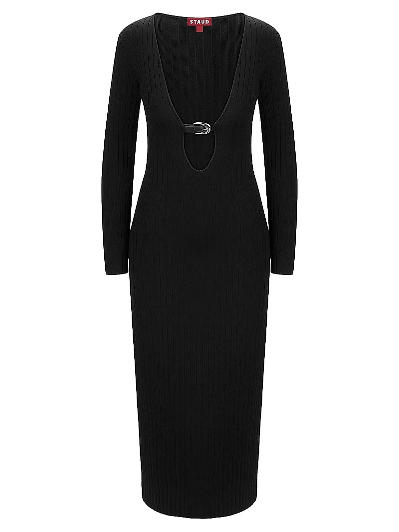 Murphy Plunge Buckle Midi-Dress