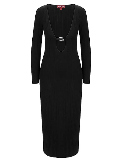 Murphy Plunge Buckle Midi-Dress
