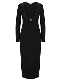 Murphy Plunge Buckle Midi-Dress