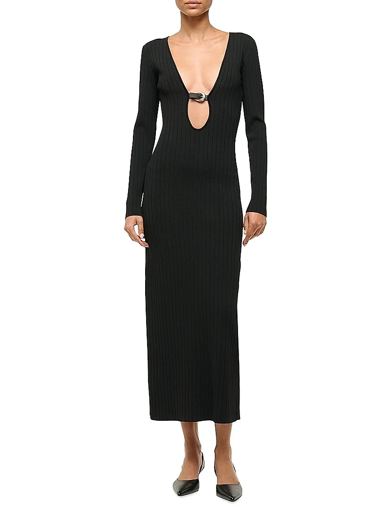 Murphy Plunge Buckle Midi-Dress