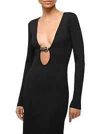 Murphy Plunge Buckle Midi-Dress