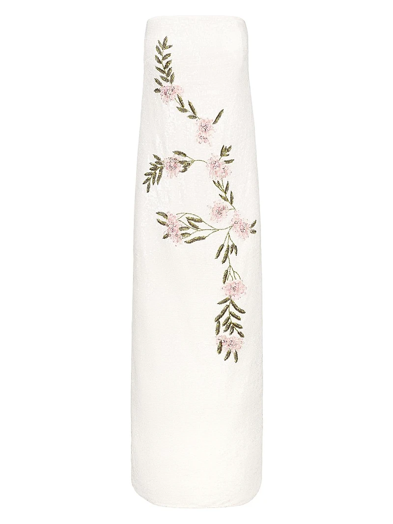 Casey Embroidered Floral Strapless Cocktail Dress