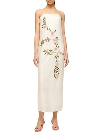 Casey Embroidered Floral Strapless Cocktail Dress