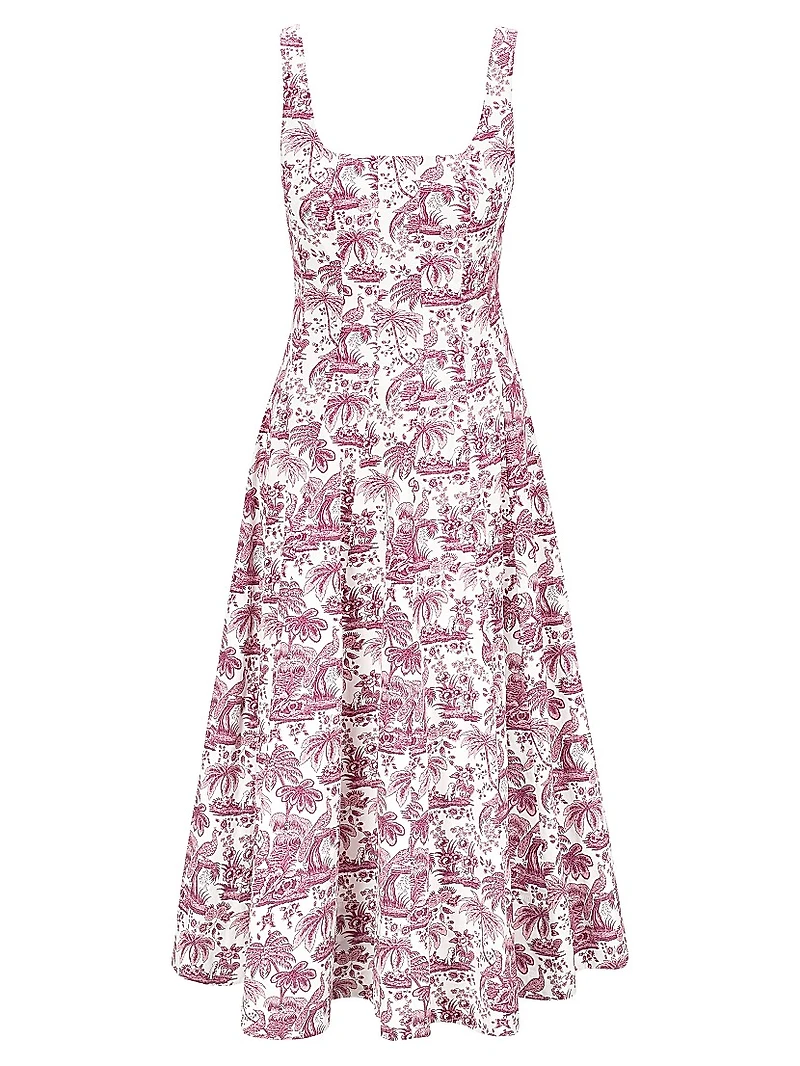 Wells Tropical Toile Midi-Dress
