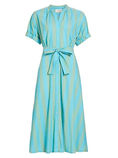 Liora Striped Cotton Midi-Dress