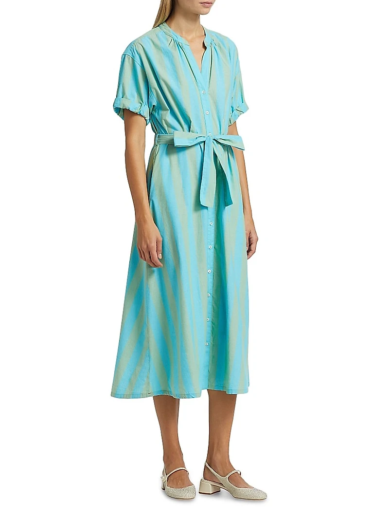 Liora Striped Cotton Midi-Dress