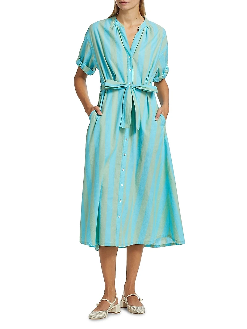 Liora Striped Cotton Midi-Dress
