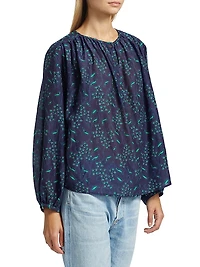 Felice Printed Cotton & Silk Peasant Top