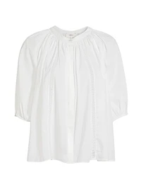Evynn Lace-Trimmed Cotton Top