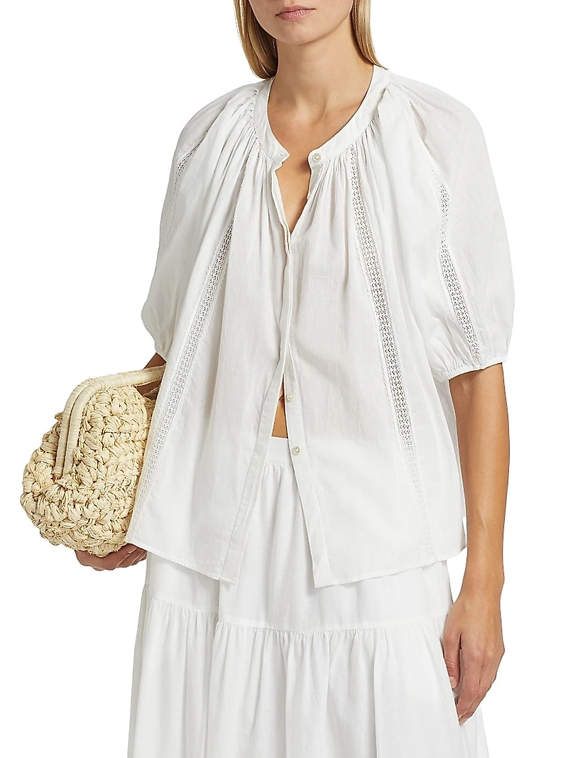 Evynn Lace-Trimmed Cotton Top