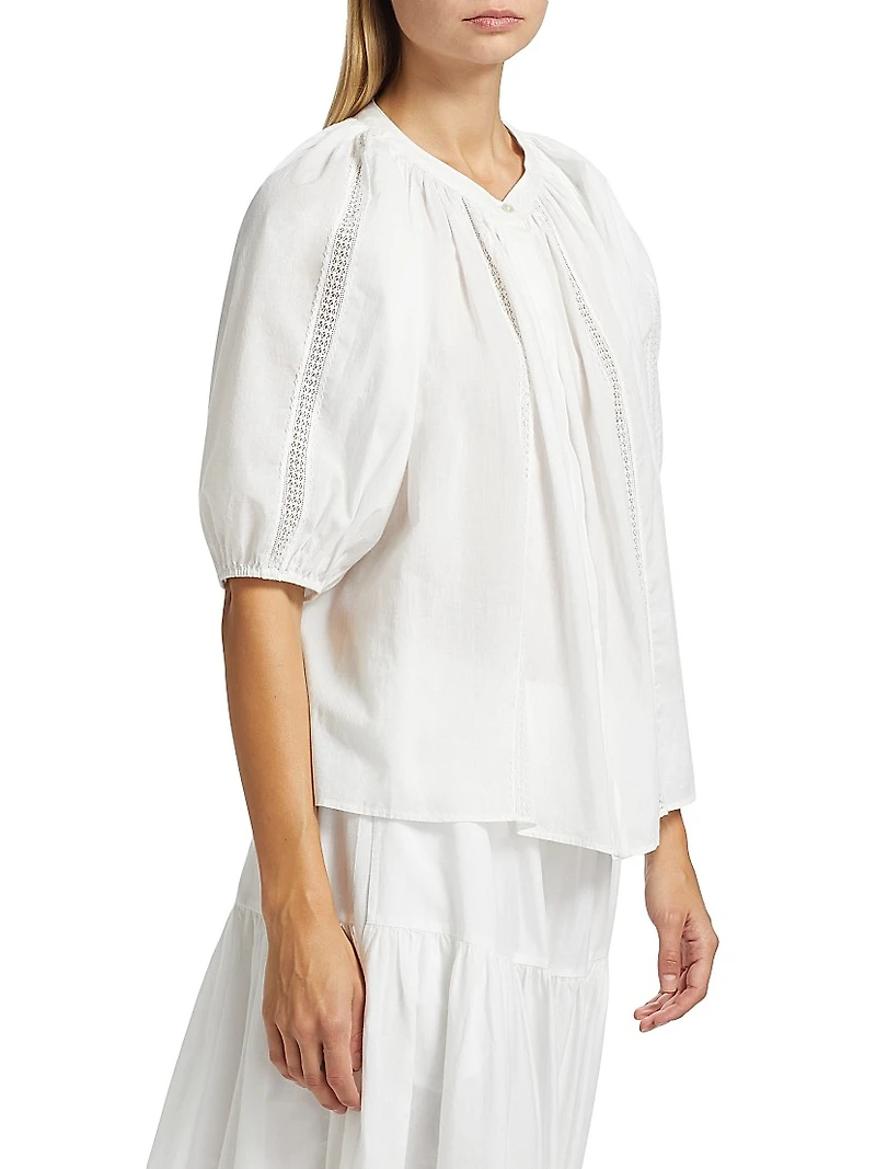 Evynn Lace-Trimmed Cotton Top