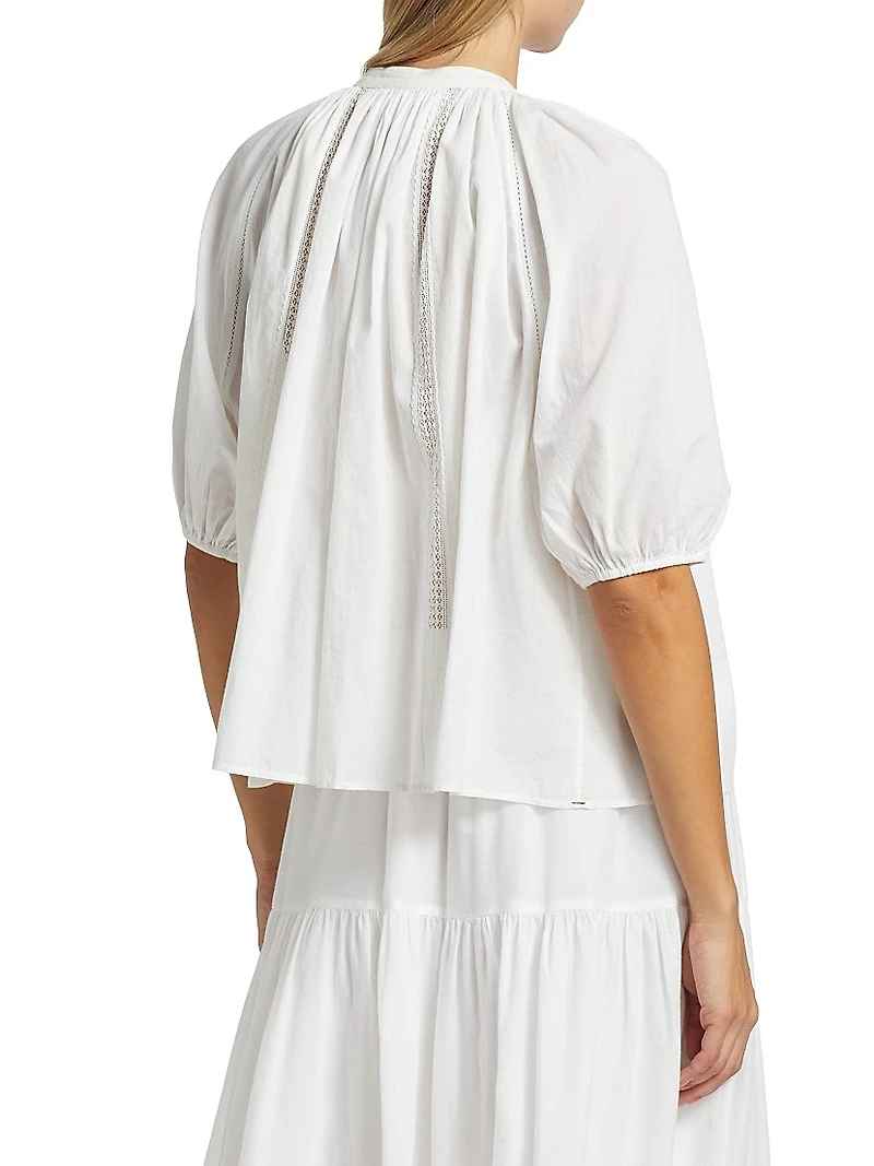 Evynn Lace-Trimmed Cotton Top
