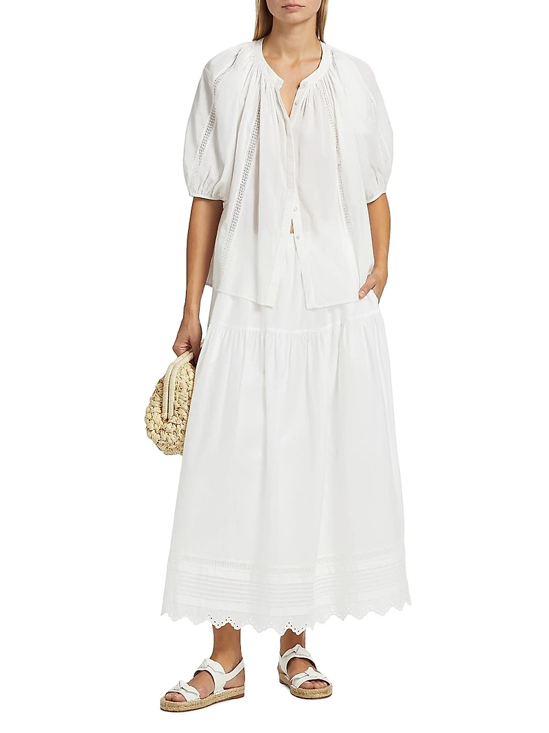 Evynn Lace-Trimmed Cotton Top