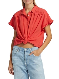 Noah Gathered Cotton Top