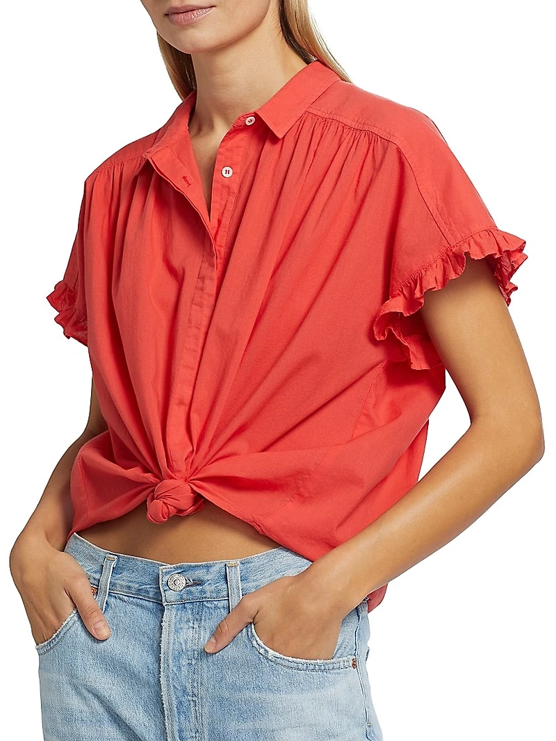 Noah Gathered Cotton Top
