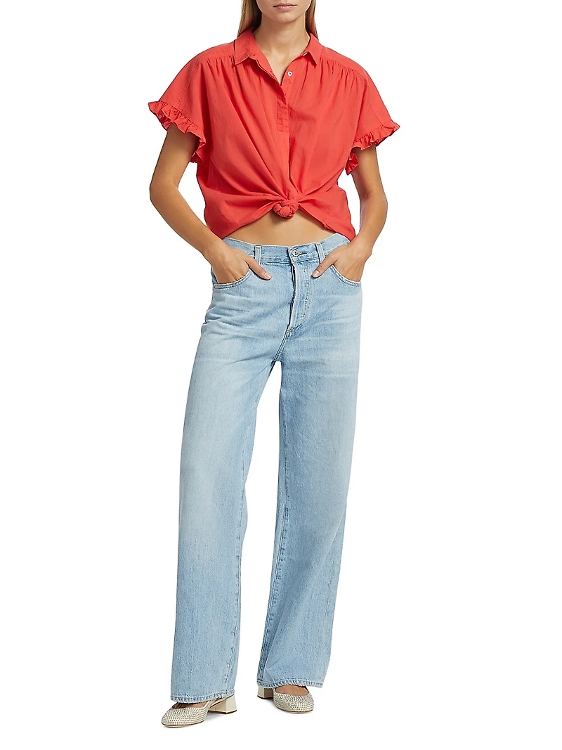 Noah Gathered Cotton Top