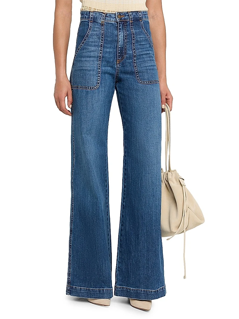 Theodora Whiskered Wide-Leg Jeans
